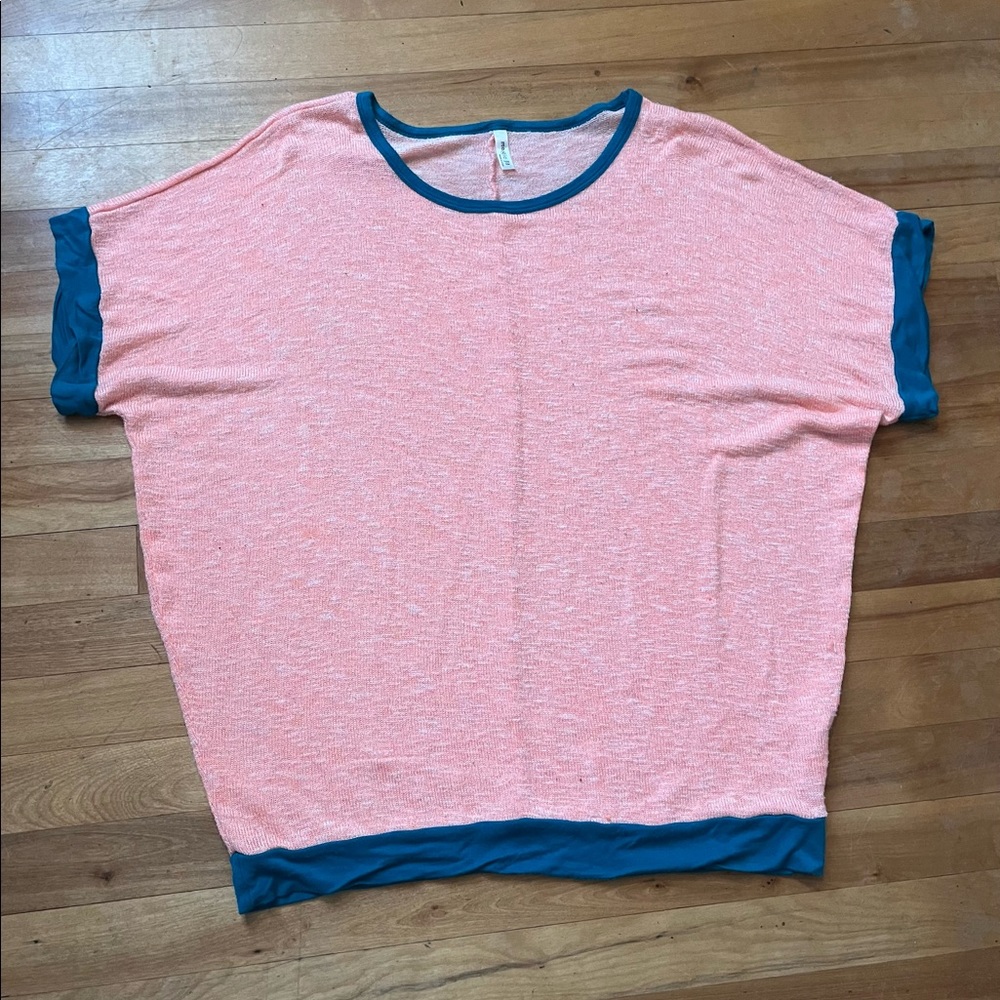 US Women’s XL Orange and teal stretchy swim cover top